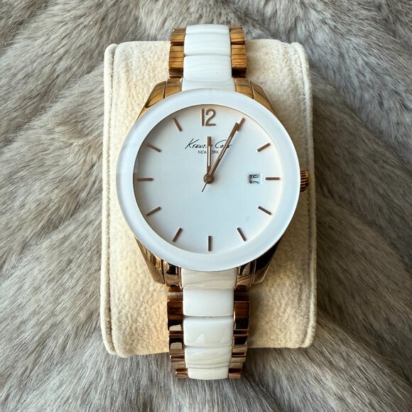 Kenneth Cole White & Rose Gold Ceramic Watch (IKC4739)